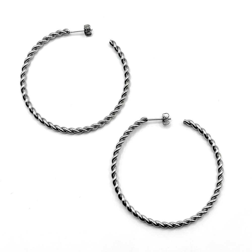 925 Sterling Silver Twisted Rope Hoop Earrings Medium Hoops Silver Jewelry